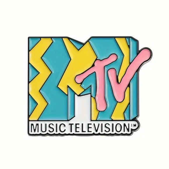 Enamel Pin of MTV’s Logo with Zigzag Design Vibrant Retro Fun NEW - Picture 1 of 4